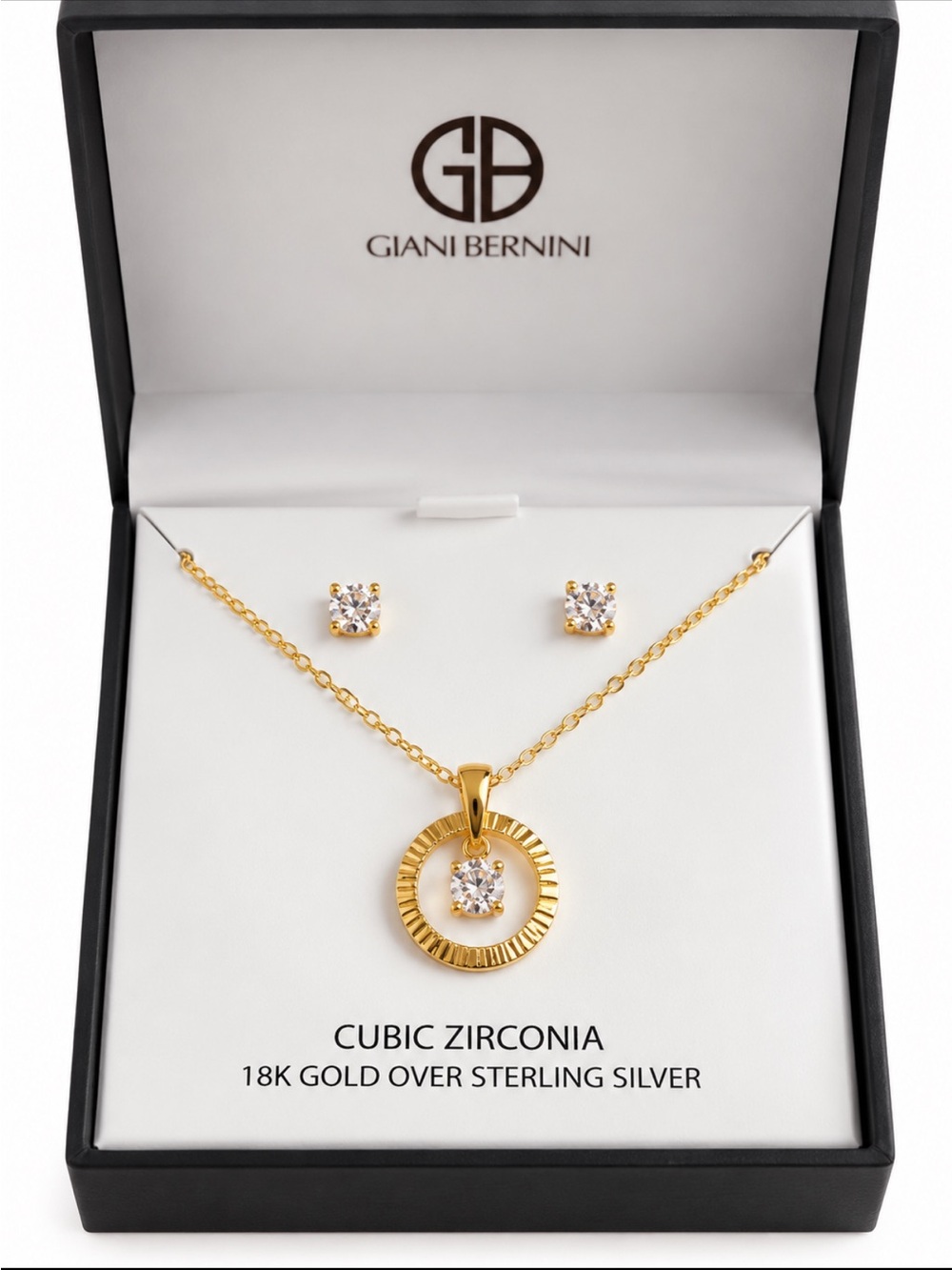Gianni Bernini CZ Pendant and Earrings Set NWT in Gift Box MSRP $150